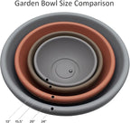 The HC Companies 20 Inch Large Garden Bowl Planter - Shallow Plant Pot with Drainage Plug for Indoor Outdoor Flowers, Herbs, Slate Blue (Pack of 5)
