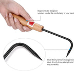 Bonsai Root Hook, Gardening Manganese Steel Root Rake with Ergonomic Wooden Handle, Bonsai Tools for Potted Plants Gardening Work Weeding Tool
