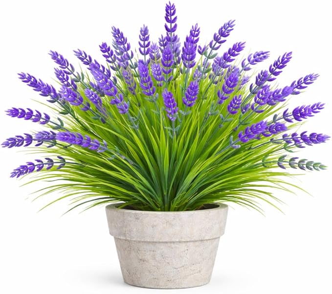 Artificial Flowers for Outdoors, 8 Bundles Faux Silk Spring Flowers for Outside for Planter Front Door Porch Yard Patio Window Box Home Decor (8pcs-Purple)