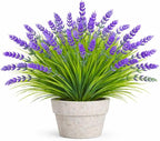 Artificial Flowers for Outdoors, 8 Bundles Faux Silk Spring Flowers for Outside for Planter Front Door Porch Yard Patio Window Box Home Decor (8pcs-Purple)