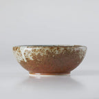 Wazakura Minoyaki Series Small Round Glazed Ikebana Flower Vase Made in Japan, Handpainted Floral Arrangement Pottery Supplies (White Stripe and Terracotta)