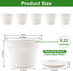 Pottiffe 6 Inch Plastic-Flower Pot-for-Indoor Plants, 6 Pack Outdoor Plant Pots with Drainage Holes & Saucers, Resin Garden Pots Planters