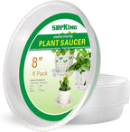 SupKing 6 Pack Plant Saucers Drip Tray,6 8 10 12 14 15 Inch Heavy Sturdy Plastic Flower Pot Saucers for Indoor,Clear Plastic Planter Water Tray for Plant Pots Liners (8''-Clear)