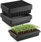 RooTrimmer 5 Pack Seedling Starter Trays No Holes and 5 Pack 54 Cell Seed Starter Trays Extra Deep 2.8" - Heavy Duty Plastic Nursery Trays for Seed Germination & Plant Propagation (5 Sets)
