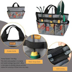 MDSTOP Garden Tool Bag, Garden Tool Kit Holder Home Organizer Storage Carrier, Oxford Garden Hand Tool Storage Tote Organizer with Handle and 8 Roomy Pockets, Floral Gardening Gift, Tools Not Included