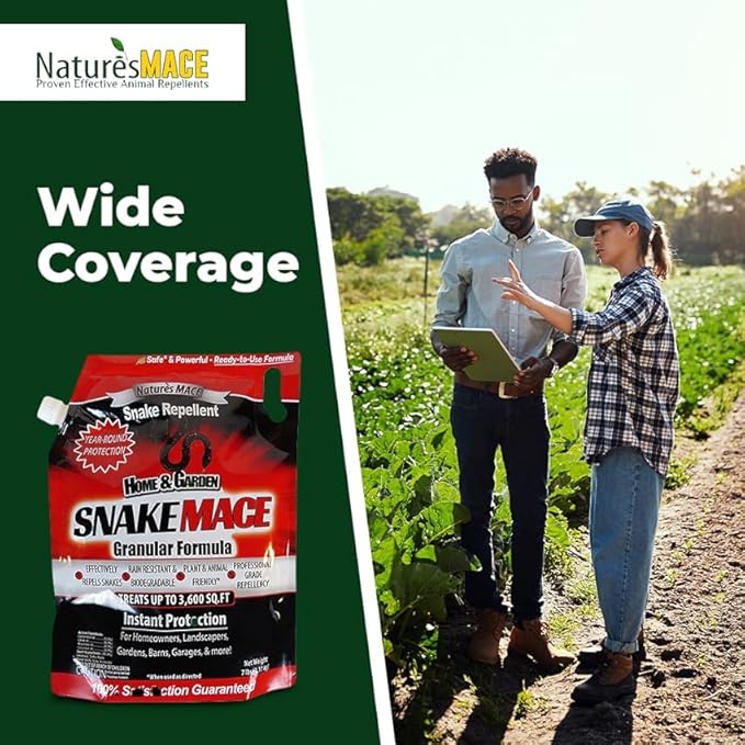 Nature's Mace Snake Mace 125 Pounds, Snake Repellent for Yard, Home, Garden, Get Rid of Snakes, Outdoor Repelling Granules, Deterrent, Plant Friendly, Pet Safe, Defense Granular Formula