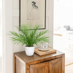 Briful Fake Plant 15’’ Artificial Palm Plant in White Pot Real Touch Faux Tropical Palm Tree Houseplant for Home Indoor Living Room Tabletop Balcony Decorations