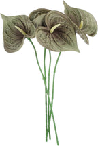 uxcell 4Pcs 11inch Artificial Anthurium Lily Flowers, Permanent Flower Bouquet for Home Arrangements Wedding Festival Decoration Crafts Store Decor Accessories, Grass Green