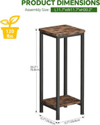 Homeiju 2-Pack Plant Stand Indoor, 2 Tier Wood Corner Plant Stand, Modern Square Plant Shelf Flower Stand for Living Room Patio Balcony Garden, Rustic Brown