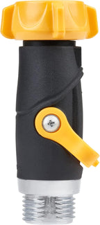 Melnor 65171AMZ Lever Flow Through Valve Connector Bundle, 1 Count (Pack of 2), Yellow, Black, Grey