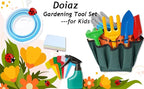 Kidz Gardening Set -Real Metal Gardening Tools Kit for Childrenz Includes Sturdy Shovel,Rake,Fork,Trowel,Kidz Garden Kit with Sun Hat,Apron,Gloves,Tote Bag,Sprayer and Bucket,Outdoor Gardening Gifts