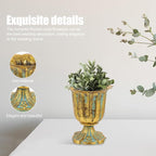 Vaguelly Vintage Style Planter with Cast Iron Base Roman Column Flower Pot for Wedding Decor Home Centerpiece Lightweight European Flower Vase