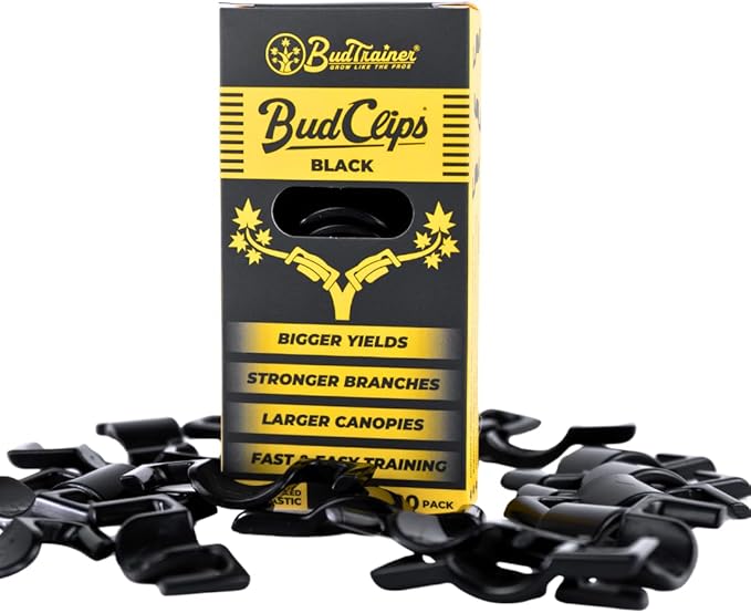 BudClips for Optimal Plant Growth | Universal Size LST Clips | Durable Plant Support Clips to Bend or Interlock Stems for Abundant Harvest | Gardening at Any Growth Stage (Black, 20pk)
