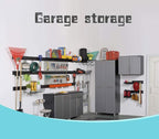 Ultrawall 13 PCS Tool Storage Rack, 64 Inches Adjustable Garage Organization Wall Mounted Storage System with 9 Hooks, Heavy Duty Steel Garden Tool Organizer Wall Holders