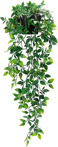 Clearain Fake Plants Hanging Artificial Potted Faux Eucalyptus Plants for Boho Farmhouse Bathroom Office Desk Wall Bookshelves Room Accessories Decorations