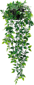 Clearain Fake Plants Hanging Artificial Potted Faux Eucalyptus Plants for Boho Farmhouse Bathroom Office Desk Wall Bookshelves Room Accessories Decorations