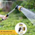 FANHAO 16-Inch Metal Watering Wand, Heavy Duty Garden Hose Wand with 9 Spray Patterns, 180° Rotating Long Hose Nozzle Sprayer Thumb Flow Control, Ideal to Water Hanging Baskets and Shrubs - Yellow