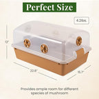 Premium Mushroom Monotub [XLarge, 68Q Grow Kit] Portable and Compact Fruiting Chamber with Filter Discs, Liner and Adjustable Air Vents, 22.8 x 15.7” x 12”, Brown