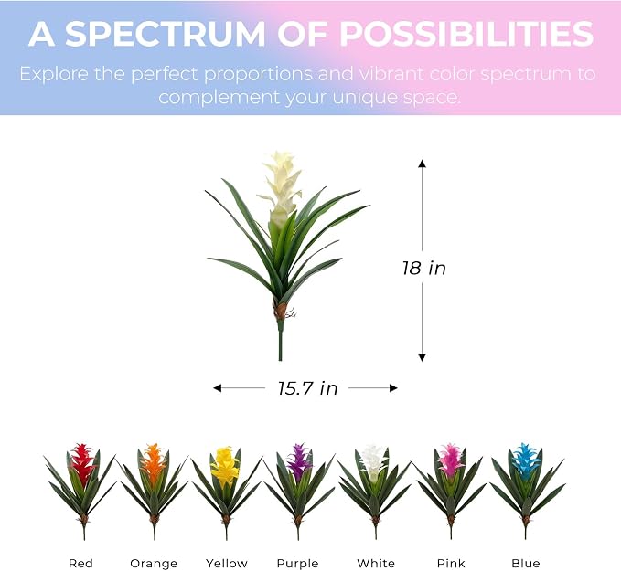 2Pcs Artificial Bromeliad Plants, 18" Fake Hawaiian Ginger Flower,Large Real Touch Faux Tropical Flowers, Lifelike Exotic House Plants for Home Office Indoor Decoration (White)