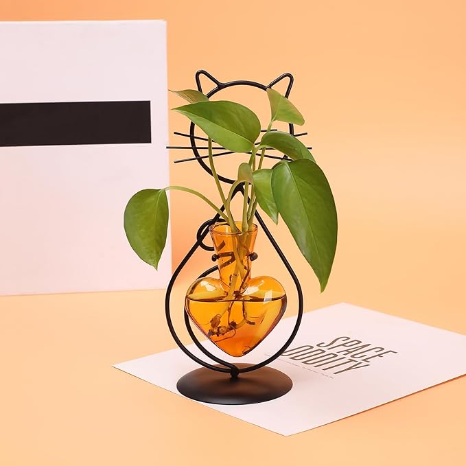 Plant Terrarium Plants Propagation Station Cat Lover Gifts for Women Home Office Decor Cat Desk Accessories