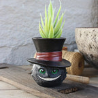 Unique Black Cat Head Little Planter Pot, Cute Succulent Indoor Flower Pot, Funny Novelty Resin Plant Flowerpot with Drain Hole, Cat Pen Brushes Holder, Lovely Desk Room Home Decor