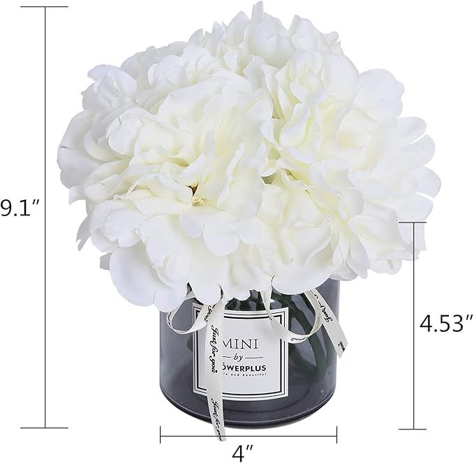 MOOMASS Artificial Peony and Glass vase Decoration, Ins Style Artificial Flower Glass Bottle Set
