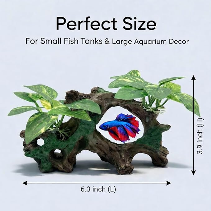 Aquarium Decorations Cave Silk Aquarium Plants Betta Fish Tank Decor Ornament, Soft & Safe Fish Tank Accessories, Goldfish Bowl Decor Artificial Driftwood