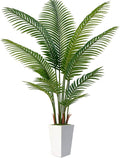 7FT Artificial Palm Tree, Tall Artificial Tree Plants with Fake Plants, Large Faux Plants Indoor with Lifelike Leaves for Outdoor Indoor Home Office Living Room Decor (White)