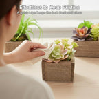 Mingfuxin Artificial Succulents Indoor, Set of 3 Mini Potted Greenery in Rustic Wood Planters, Tabletop Accent for Office, Bathroom Shelf, No Watering