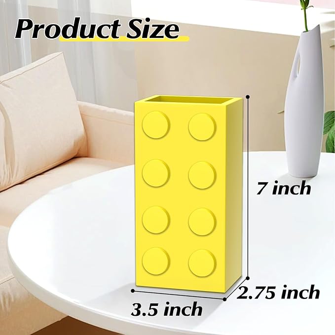 Vase for Lego 10347 10280 10328 Flowers, for Lego Flower Bouquet Building Set,Display Stand for LegoRoses Cherry Blossom Sunflower Tulips Daffodils Lotus-Gift for Lego Flowers Lover(vase only)-Yellow