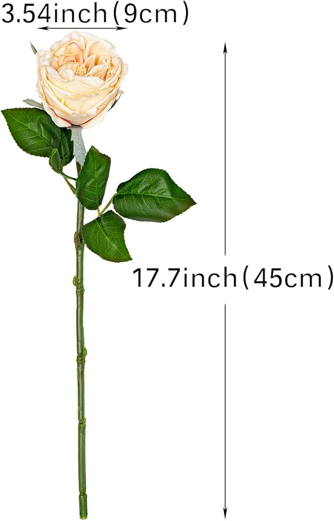 DUYONE Fake Flowers for Decoration Home Decor Artificial Flowers Austin Rose Peony Latex Fake Flower Living Room Decoration Vivid Pink Roses Peonies (Champagne 4pcs)