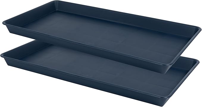 VUWEZ 2 Pack Plant Growing Nursery 1020 Trays, Plant Saucer Tray, Heavy Sturdy Seed Starting Trays, Plant Starter Trays for Indoors No Holes, Seed Starter Growing Tray (22"x11.2", Blue)