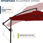 wikiwiki 10ft Patio Umbrellas Offset Outdoor Cantilever Hanging Umbrella, Fade Resistant Waterproof Recycled Fabric Canopy for Yard, Garden & Deck, Burgundy Red