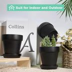 vensovo 4 Inch Small Black Terracotta Plant Pots with Saucer - 6 Pack Clay Flowerpots with Drainage, Great for Indoor Outdoor Plants, Crafts, Wedding Favor