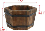 MY MIRONEY Plant Pots, Vintage Wooden Barrel Planter - Solid Rustic Garden Flower Pot with Metal Handles & Frame for Indoor Planter, Office Home Decor, Garden Home Plants, 6.5" x 3.94"