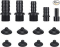 Fountain Pump Kit, Modern Black Plastic & Rubber Nozzles Kit, 5 Sizes, 8 Suction Cups, Replacement Adapters for Submersible Pump