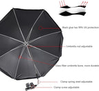 Chair Umbrella with Clamp,46 inches UPF 50+ Clip on Parasol for Patio,Beach Chairs,Strollers,Wheelchairs,Golf Carts