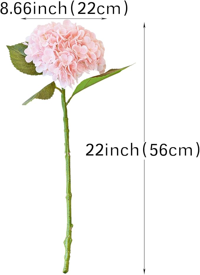 DUYONE 3PCS 22 inch Realistic Artificial Hydrangea Large Flowers Artificial Flowers Dry Flowers Outdoor Wedding Christmas Office Family Party Living Room Table Decoration (Pink)