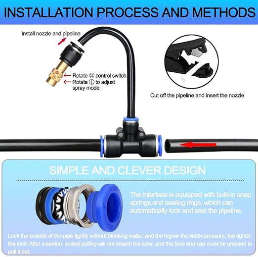 82FT Drip Irrigation Kits with Quick Connector,Automatic Irrigation System with Replaceable 360-degree Bending Dropper,atomizing Copper Nozzle for Watering System for Garden Plant Lawn Patio.