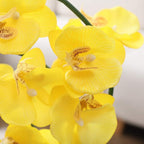 15" Tall Artificial Silk Phalaenopsis Orchid Flower Plant Pot Arrangements (Yellow)