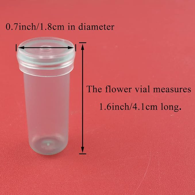 HAHIYO 60PCs 1.6X0.7Inch Transparent Green Plastic Floral Tubes Floral Water Tubes Flower Vials with Silicone Cap for Plants Fresh Flowers Arrangement Decoration Milkweed Cutting Florist Supplies