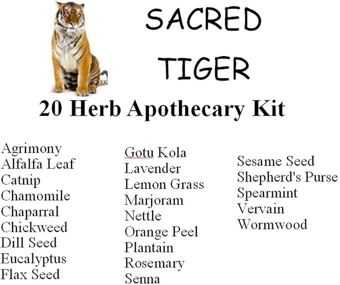 20 Herb Wiccan Apothecary Kit - Witchcraft, Wiccan, Pagan Herb Starter Kit - 40mm Roll of Easy Light Charcoal - Shipped in Sturdy Cardboard Storage Box (9"x6"x3")