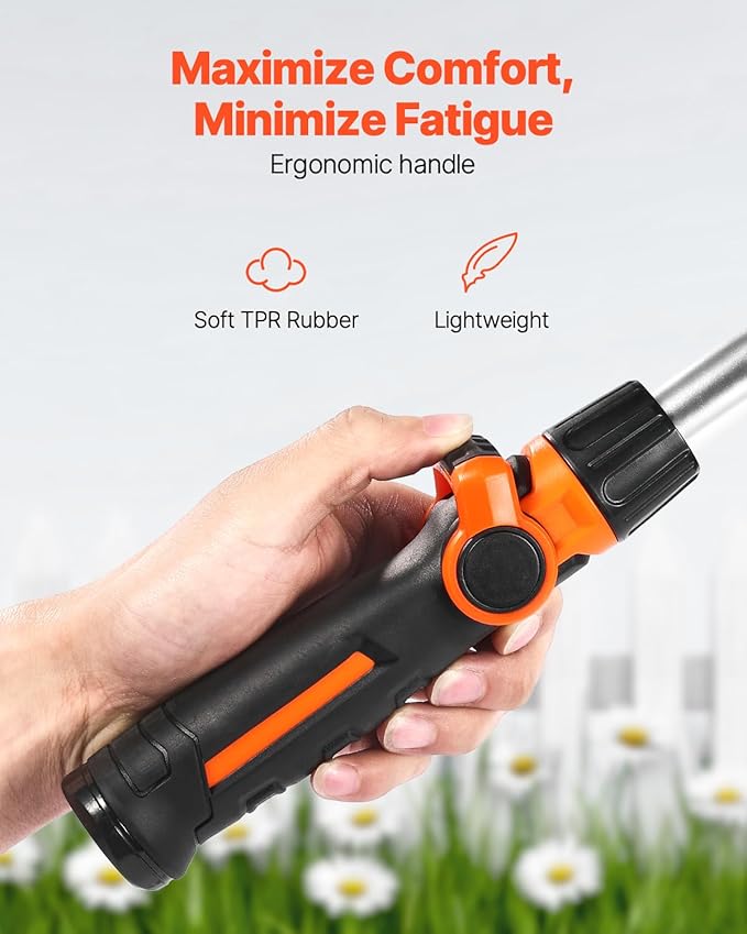 VEVOR Irrigation Stick, 15-Inch Robust Yard Hose Stick with 8 Spraying Modes & 180° Pivoting Head, Extended Hose Spray Apparatus with Thumb Operated On/Off