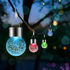32 Pack Hanging Solar Lights Outdoor Decorative, Waterproof Solar Globe Lantern with Handle and Clip, Solar Powered Cracked Glass Ball Lights for Garden Yard Patio, Fence Tree Umbrella, Holiday Décor