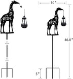Solar Giraffe Metal Animal Stakes - Outdoor Decorative Garden Silhouette Lanterns