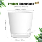 Plant Pots 7 Inch Self Watering Pots, 6 Pack Plastic Planters with Drainage Holes and Clear Saucers,Plastic Flower Pots for Indoor Out Door Plants(White)