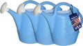 PMU 2 Gallon Watering Can - Garden Watering Can for Indoor & Outdoor Plants - Plastic Water Can with Detachable Sprinkler Head - Large Water Pot, Made in USA - Blue Pkg/3