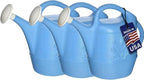 PMU 2 Gallon Watering Can - Garden Watering Can for Indoor & Outdoor Plants - Plastic Water Can with Detachable Sprinkler Head - Large Water Pot, Made in USA - Blue Pkg/3