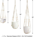 LEWESU 3 Pack Macrame Plant Hanger Indoor 3 Different Sizes Hanging Planter Basket Flower Pot Holder with Wood Beads & No Tassels for Boho Home Decor, 23, 30, 35 Inch, Ivory (Pot Not Included)