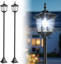 Greluna Solar Lamp Post Light Outdoor, Cool White, IP45 Waterproof Solar Post Lights Outdoor, Pole Lights Decorative Lamp for Yard Garden Patio Lawn Pathway Driveway Front/Back Door 2 Pack